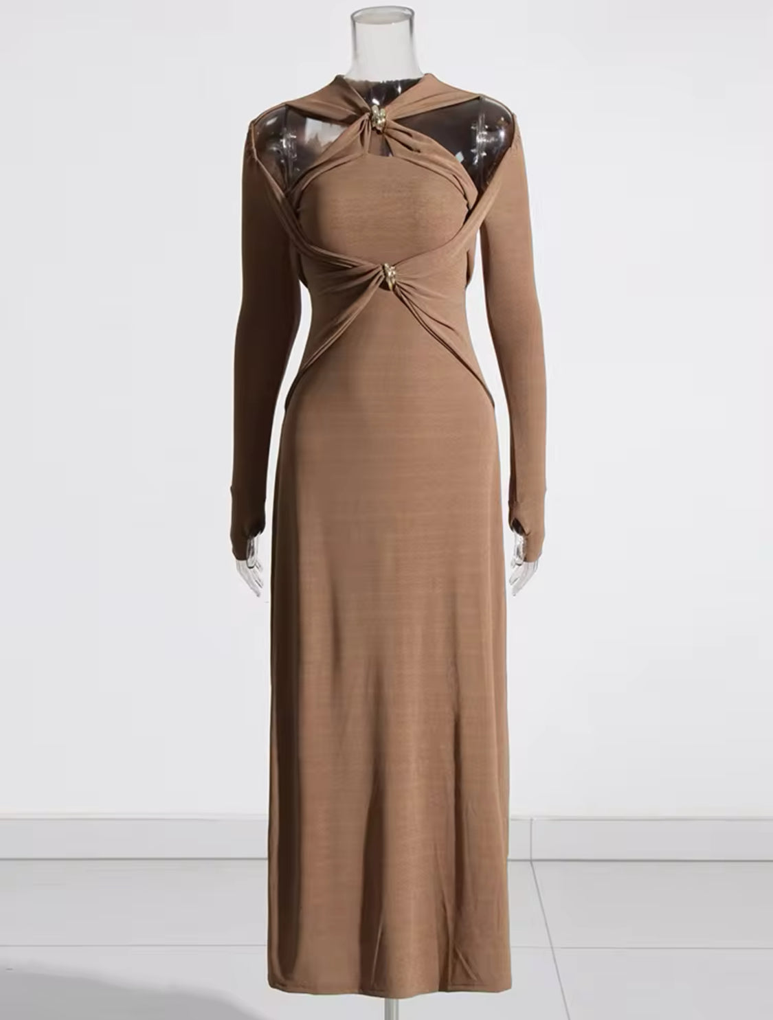 geneva maxi dress Geneva Crisscross Knitted Maxi Dress Medium / Brown by Moody Fitzs Boutique
