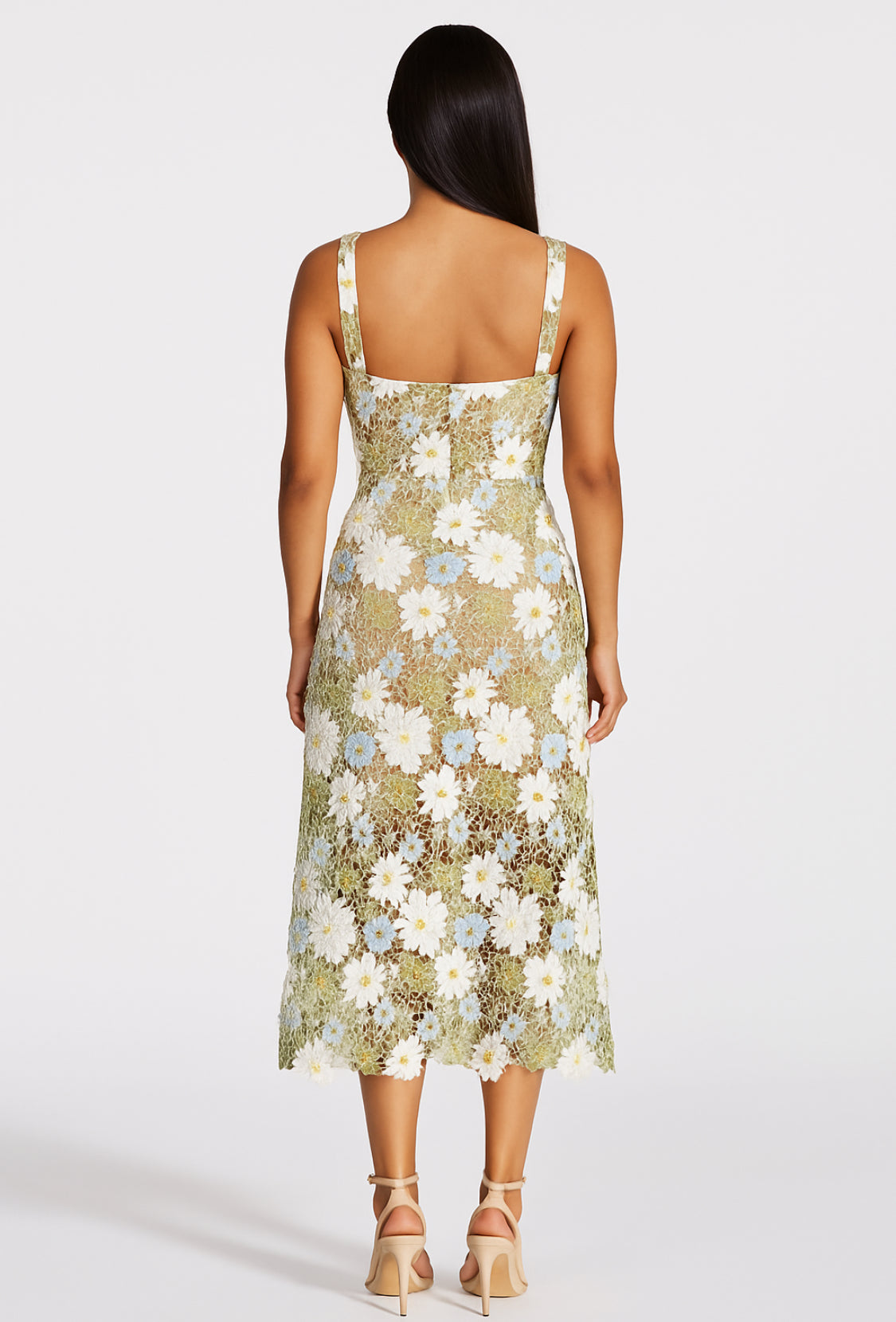 Blooming Grace Floral Lace Midi Dress