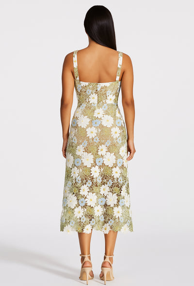 Blooming Grace Floral Lace Midi Dress