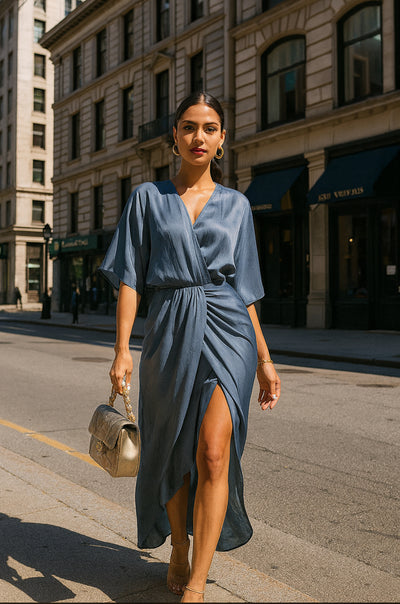 Maya V Neck Woven Midi Dress