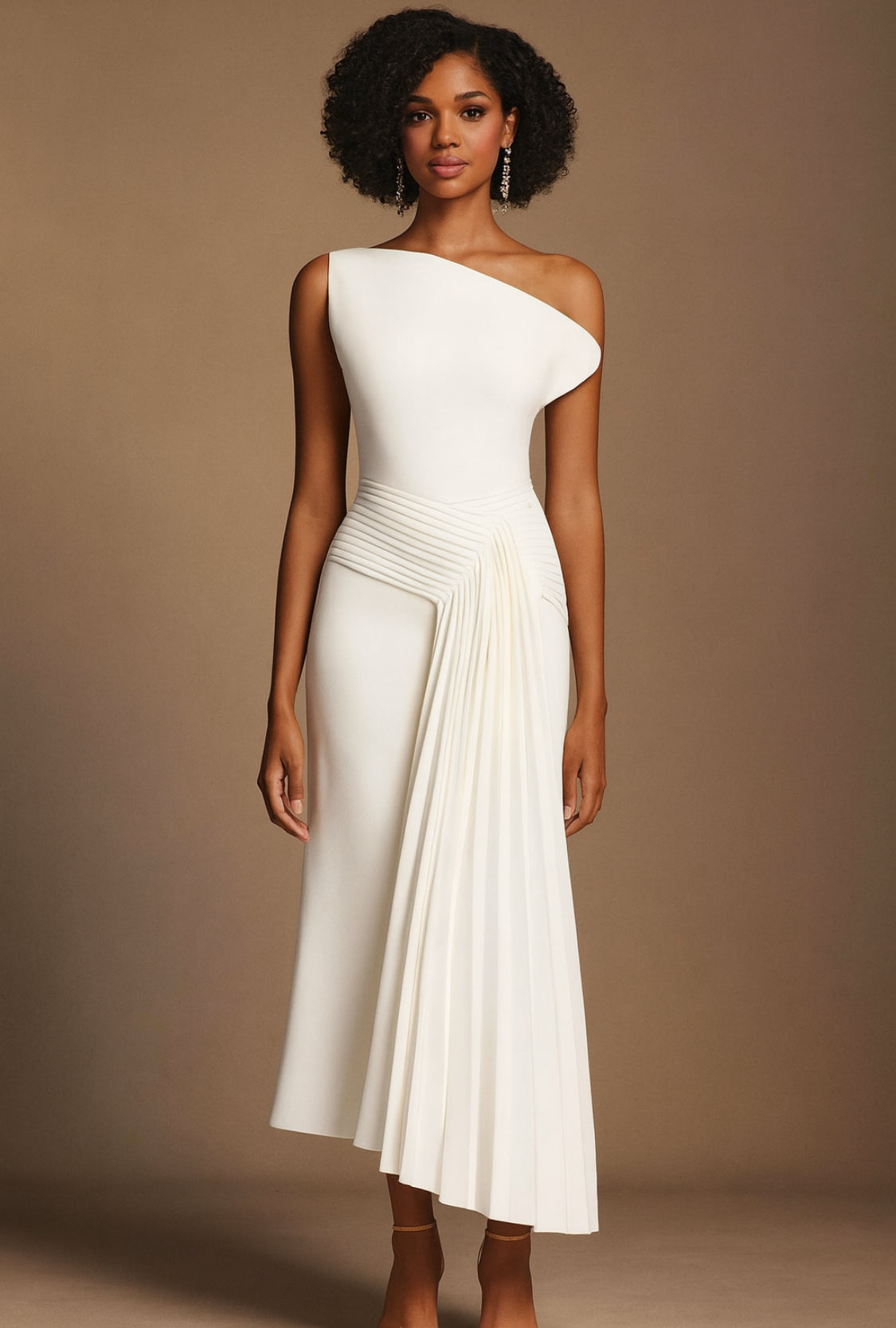 Noir Cascade Midi Dress