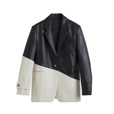 Now Or Never Single-Breasted Color Block Blazer