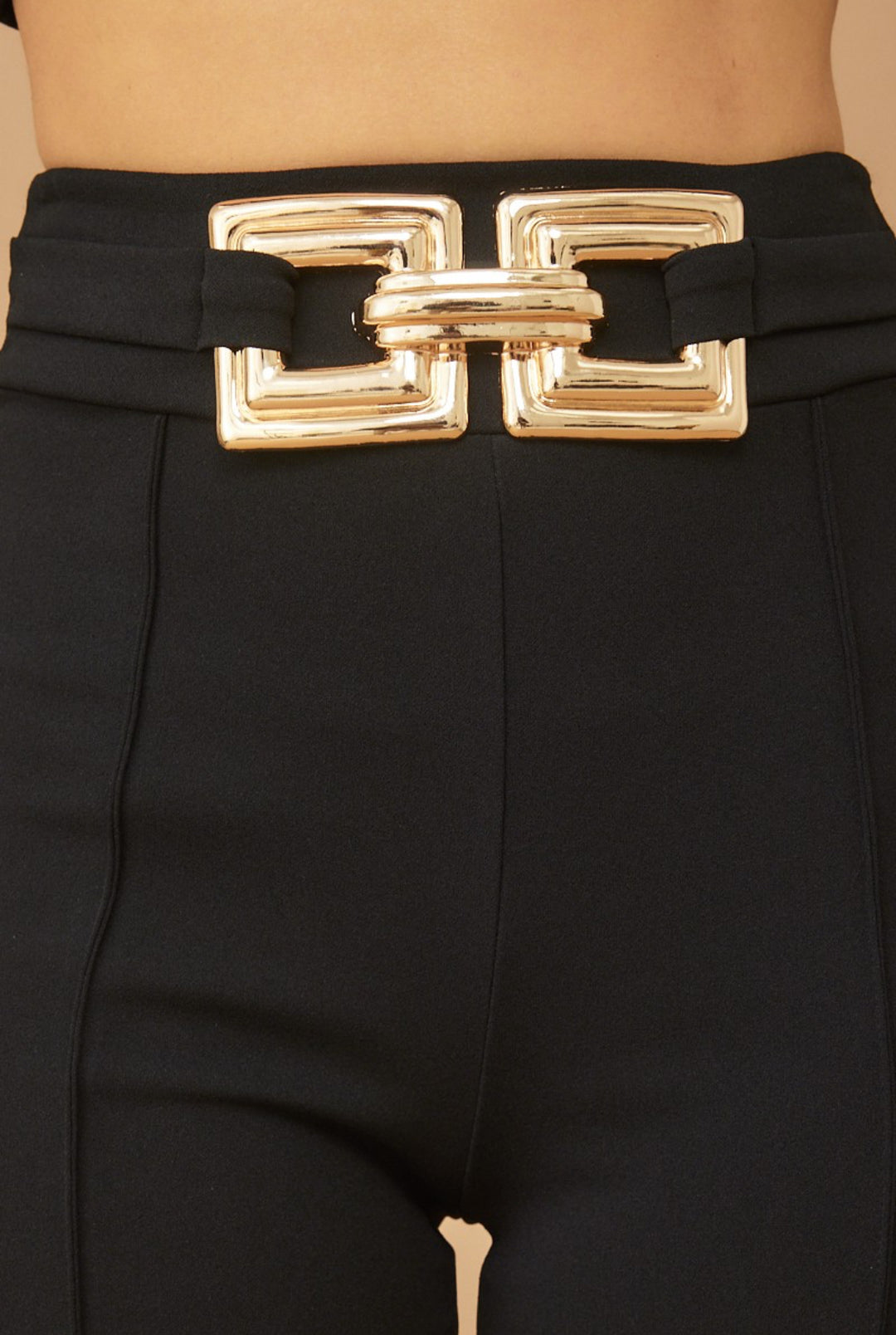 Gold Buckle Black Dress Pants