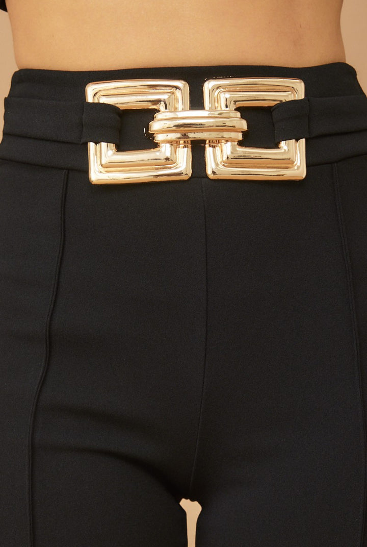 Gold Buckle Black Dress Pants