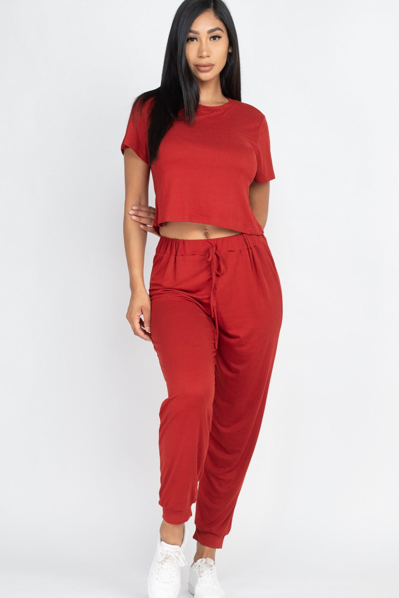 Solid Basic Two Piece Lounge Set