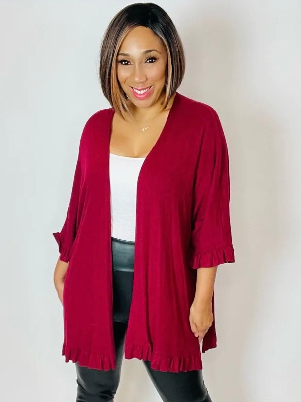 Women's Open Front Ruffle Cardigan
