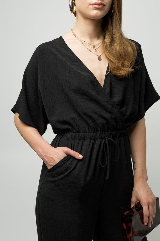 Dolman Sleeve Surplice Jumpsuit