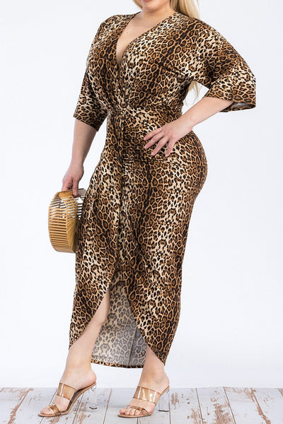 LEOPARD PRINT BODYCON MIDI DRESS