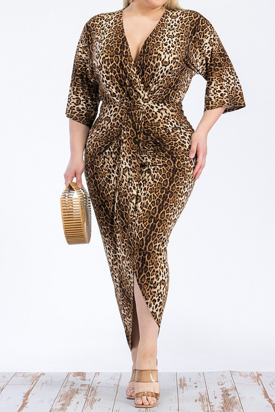 LEOPARD PRINT BODYCON MIDI DRESS