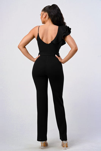 SERENITY ONE-SHOULDER RUFFLE JUMPSUIT