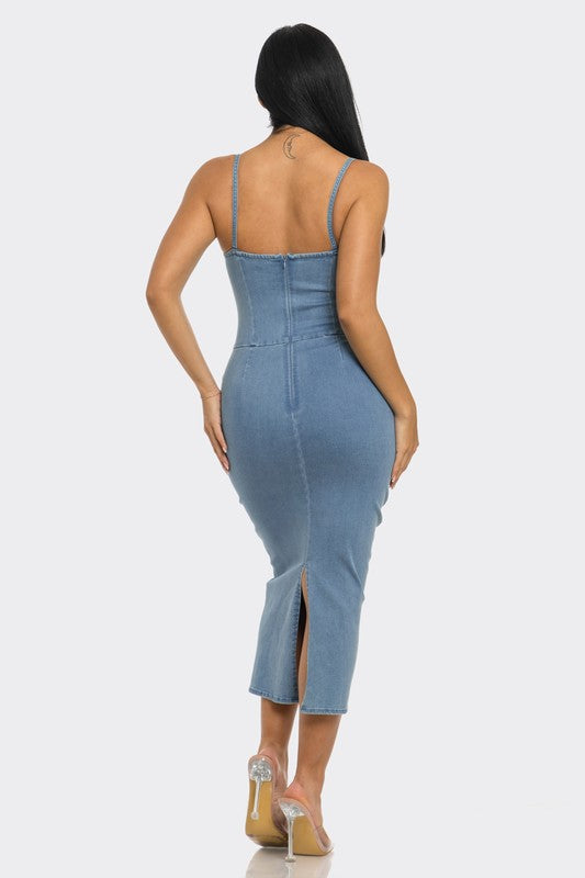 Jess LIGHT WASHED DENIM MIDI DRESS