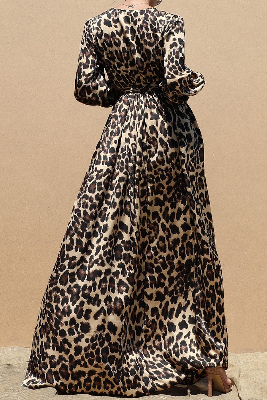The Leopard Satin Maxi Dress