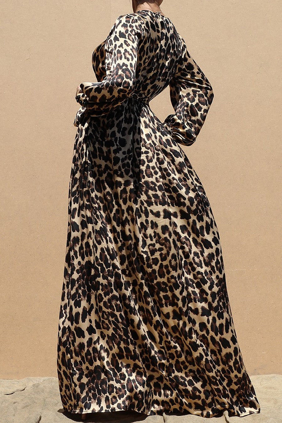 The Leopard Satin Maxi Dress