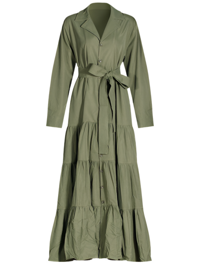 Chic Tiered Button-Down Maxi Dress
