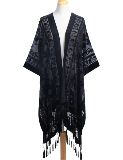 Sage Blossom Fringe Kimono