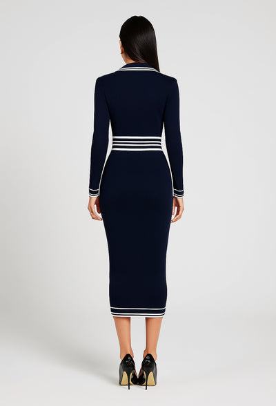 Camel Ribbed Knit Midi Dress