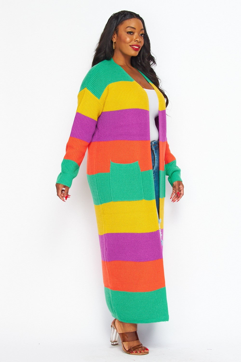 Oversized Color Block Cardigan