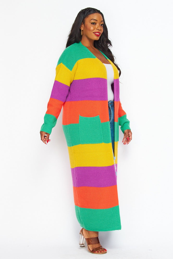 Oversized Color Block Cardigan