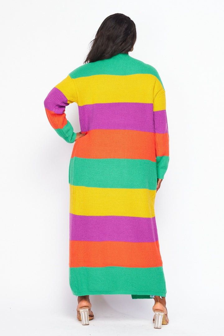 Oversized Color Block Cardigan