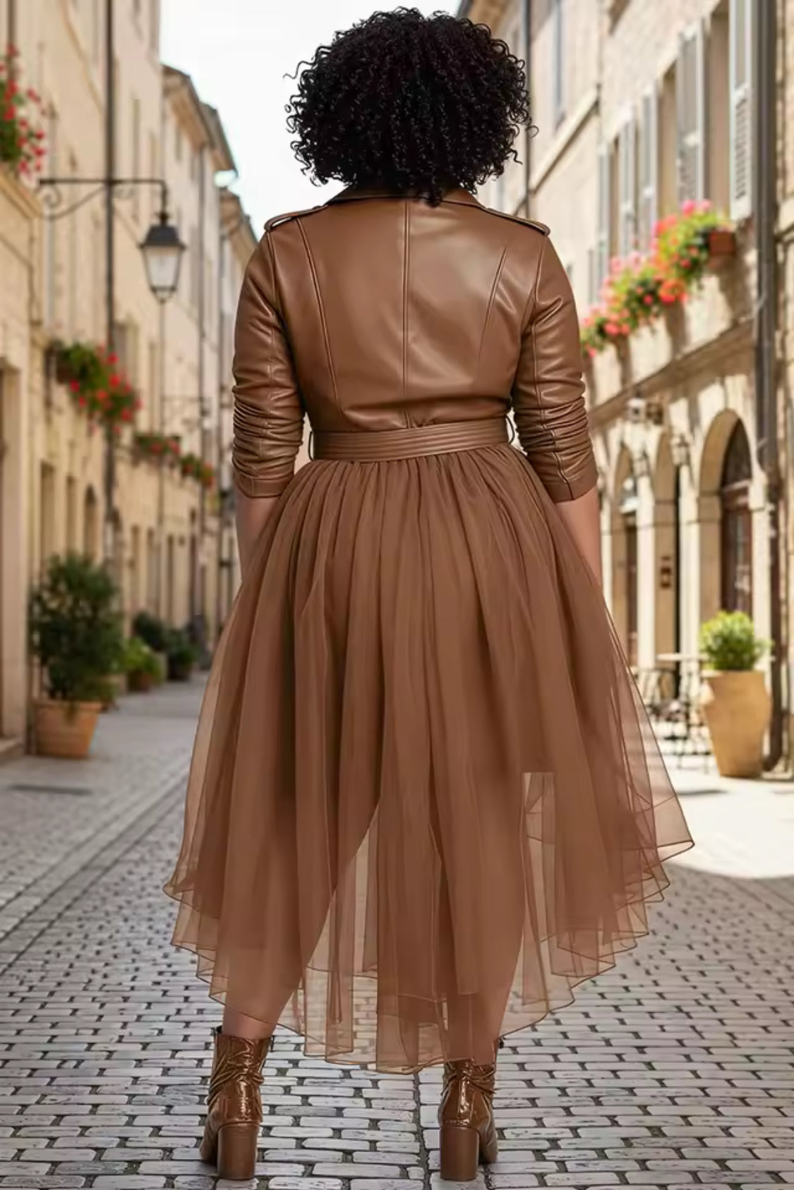 Luxe Mocha Mesh Moto Dress