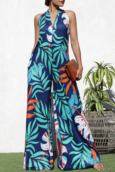 Darling Floral Printed Halter Jumpsuit