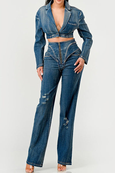 Fiona Denim Pant Set