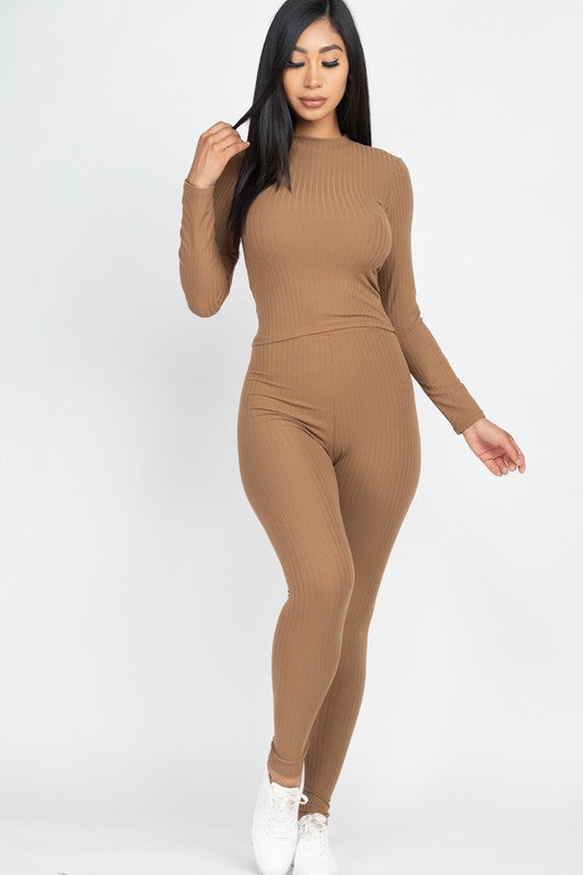 Casual Ribbed Two Piece Set