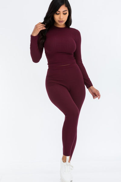 Casual Ribbed Two Piece Set