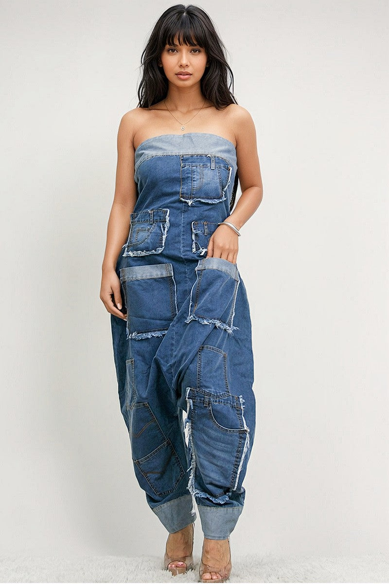 Denim Dream Patchwork Jumpsuit