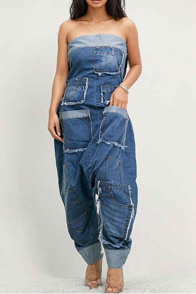 Denim Dream Patchwork Jumpsuit