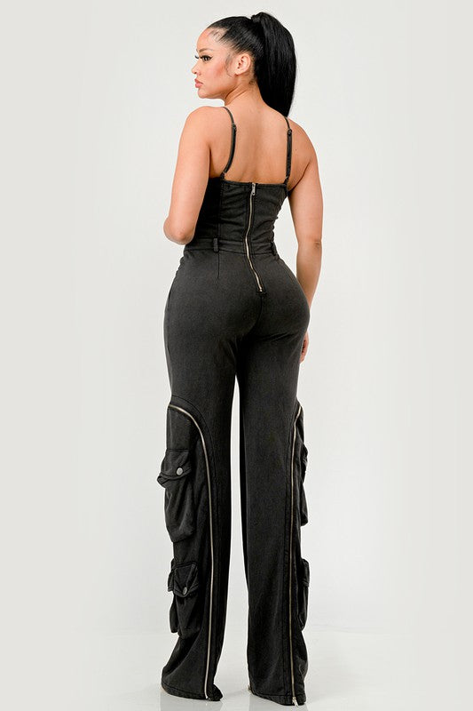 Jasmine Moto Cargo Jumpsuit