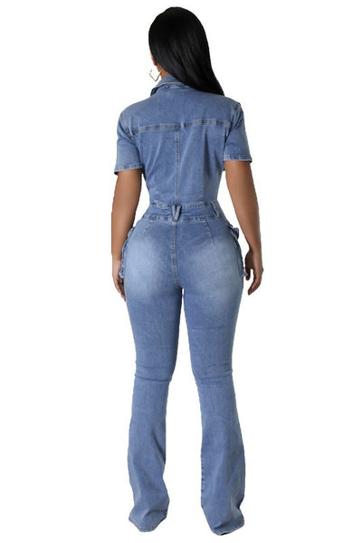 Medium Wash Denim Jumpsuit