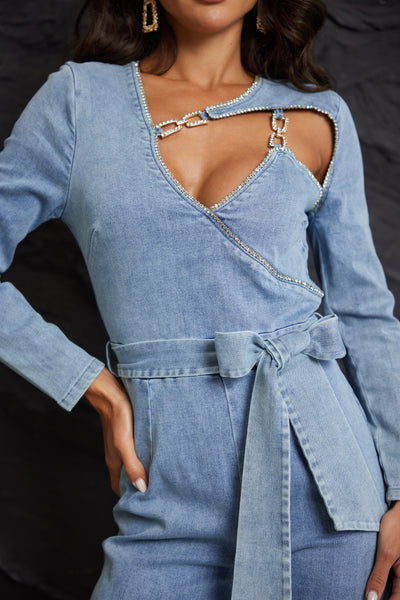 Anastasia Denim Washed Fashion Jumpsuit