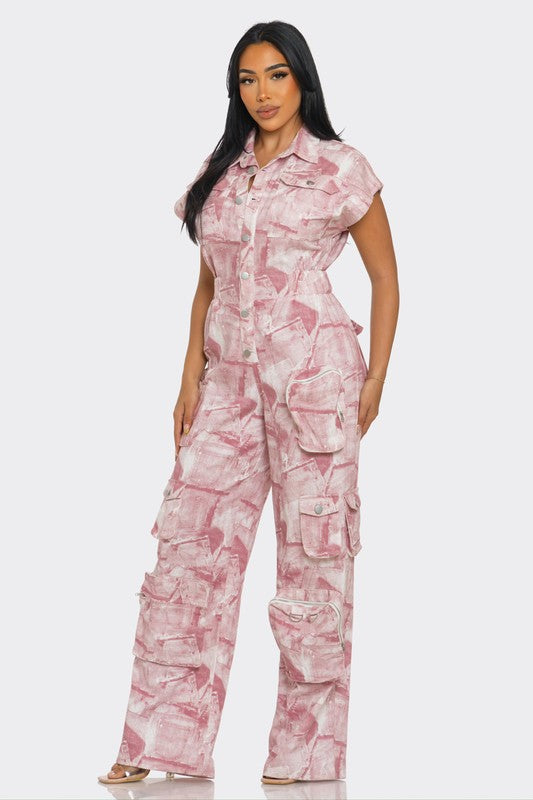 Pink Whisper Tie-Dye Jumpsuit