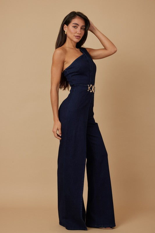 Fashion Denim Stretch Jumpsuit