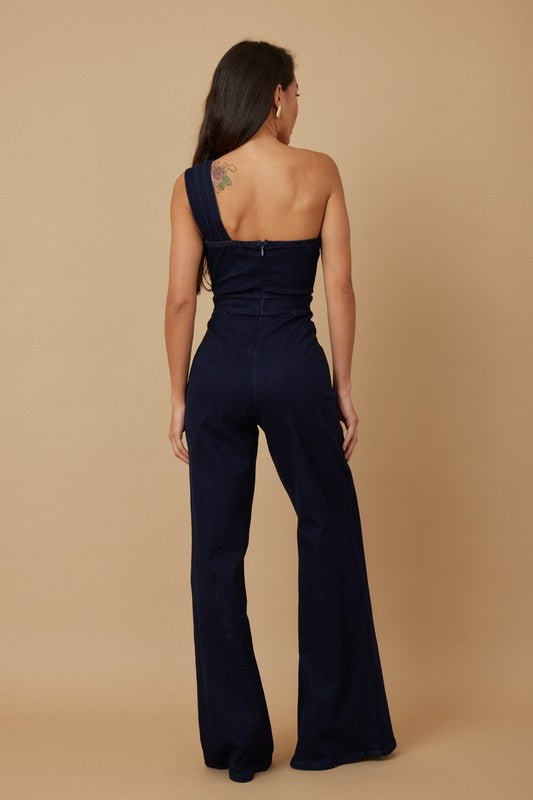 Fashion Denim Stretch Jumpsuit