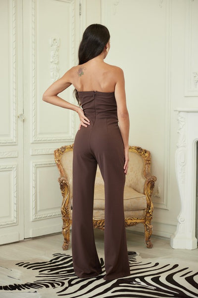 Aisling Gold Accent Button Strapless Jumpsuit