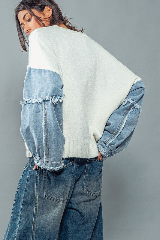 Moxy Denim Sleeve Sweater