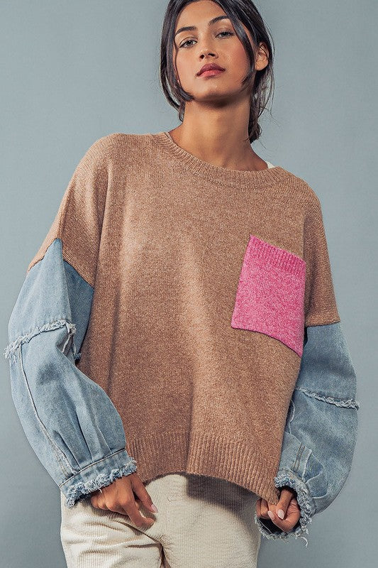 Moxy Denim Sleeve Sweater