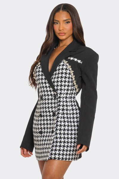 Jessie Houndstooth Blazer Dress