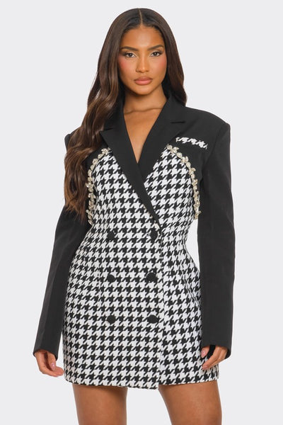 Jessie Houndstooth Blazer Dress