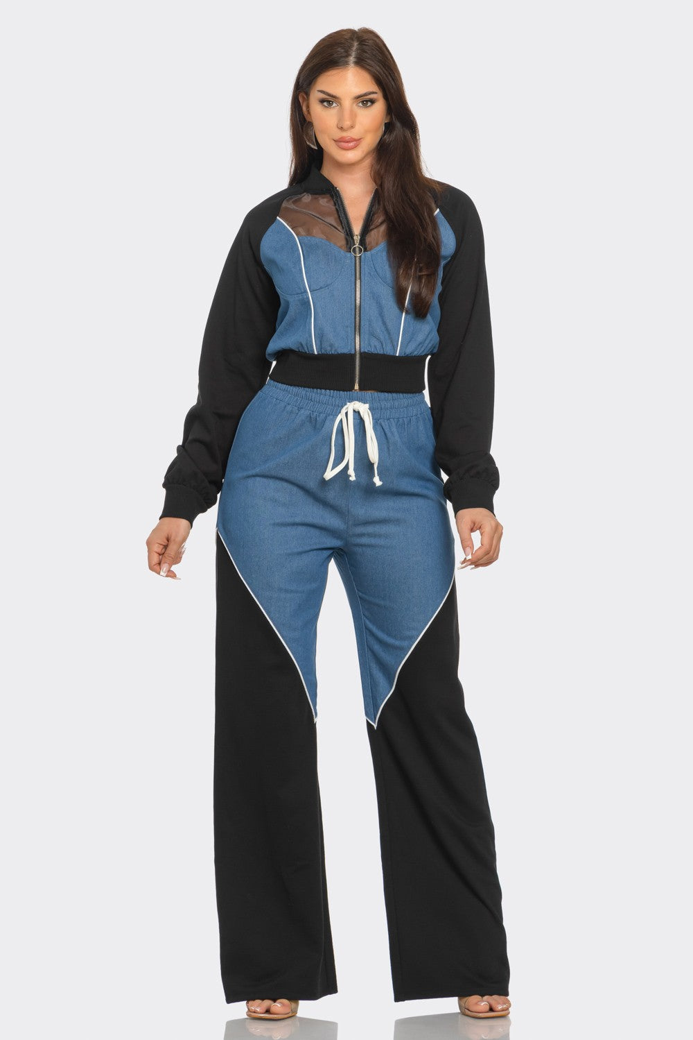 Azure Denim Color Block Set