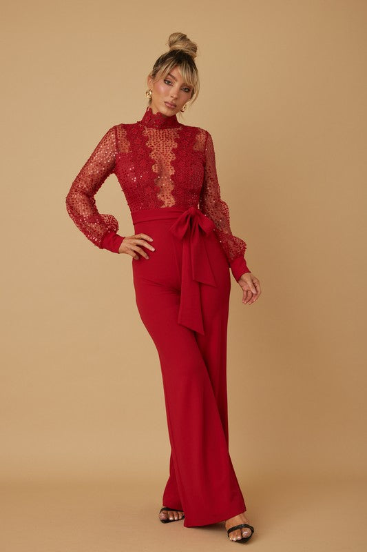 SEQUINS TOP FASHION JUMPSUIT