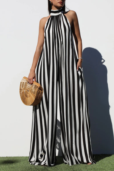 Black and White Stripe Jumpsuit