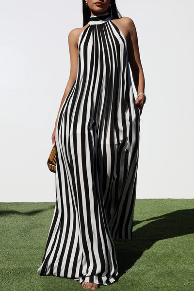 Black and White Stripe Jumpsuit