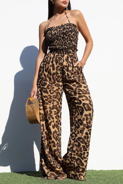 Leopard Halter Top Jumpsuit