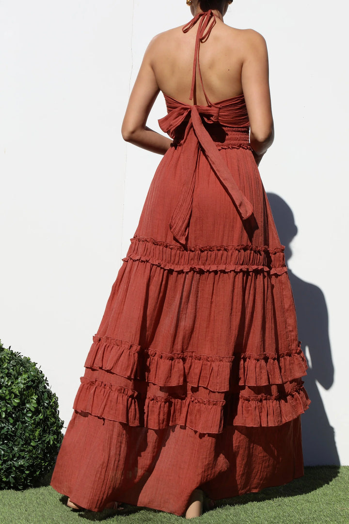 Justine V Neck Woven Maxi Dress