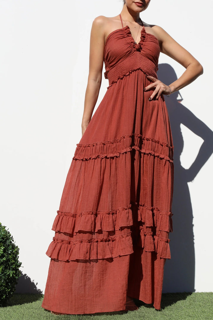 Justine V Neck Woven Maxi Dress