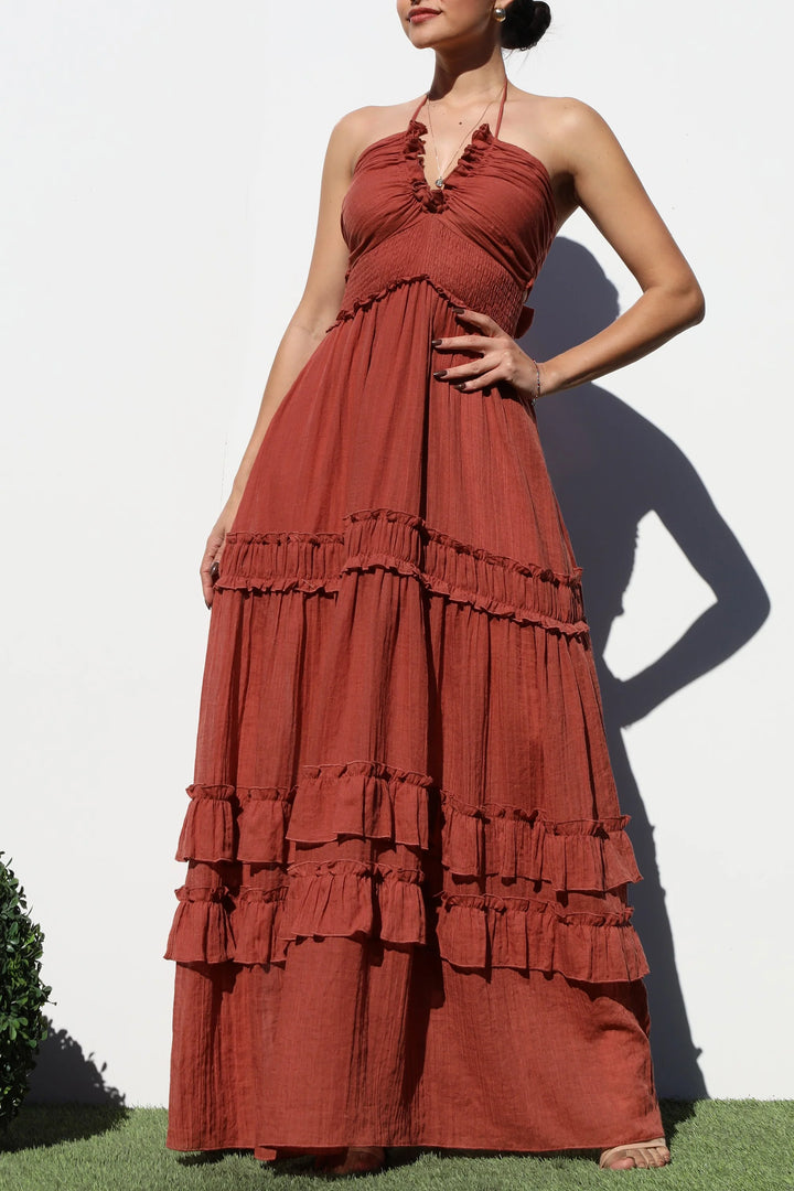 Justine V Neck Woven Maxi Dress