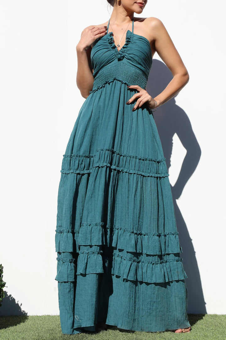 Justine V Neck Woven Maxi Dress